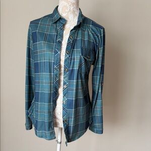 Blue/Teal Plaid Button-Up Shirt SZ M